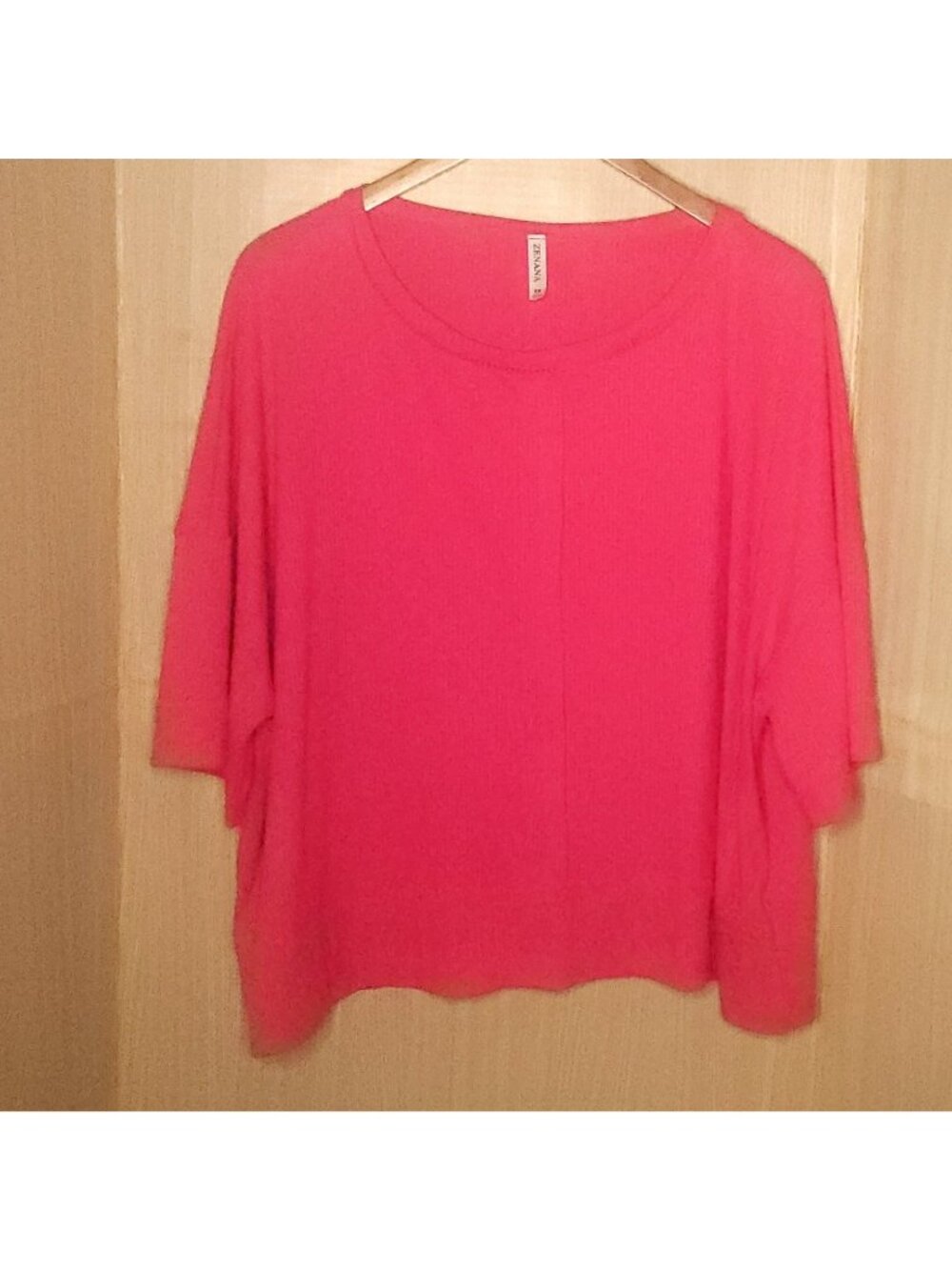 Zenana Outfitters Womens Plus Hot Pink Knit Boxy Ribbed Top 3X